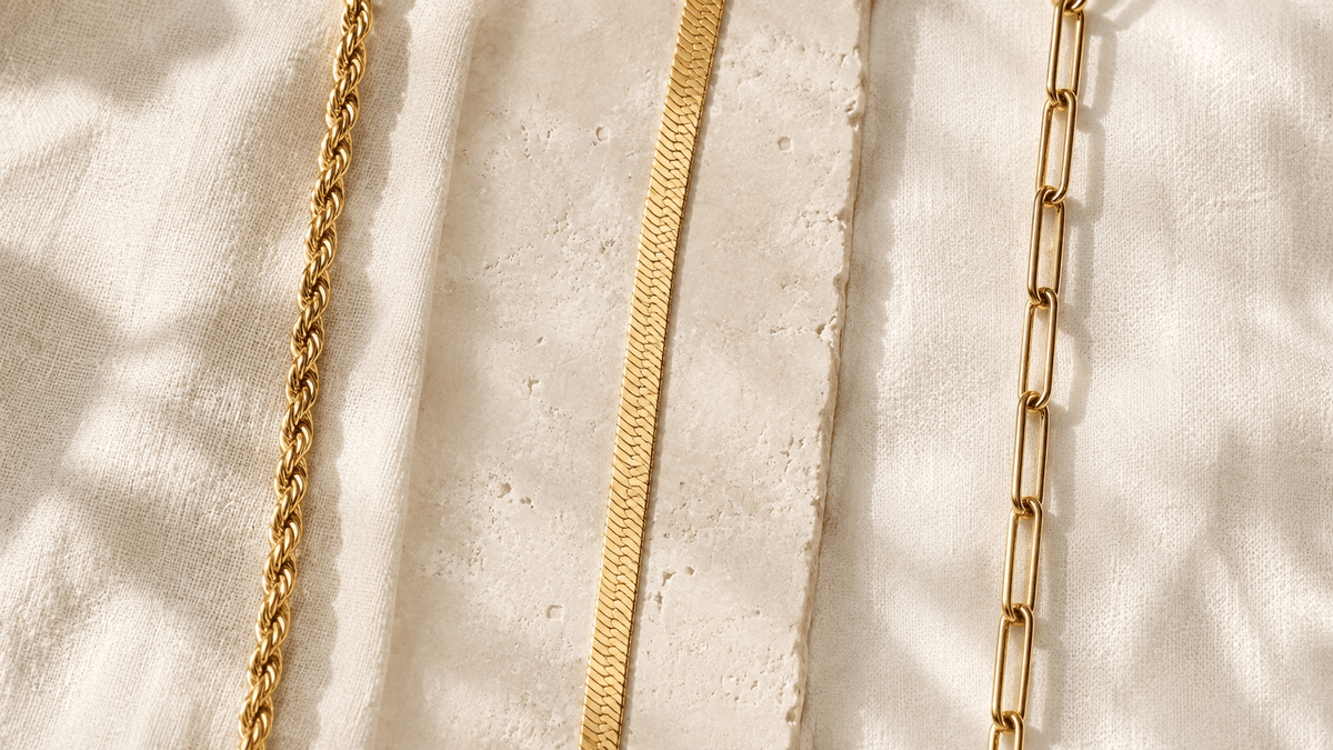 Rope Chain vs Herringbone vs Paperclip Chain - Luzy Jewels