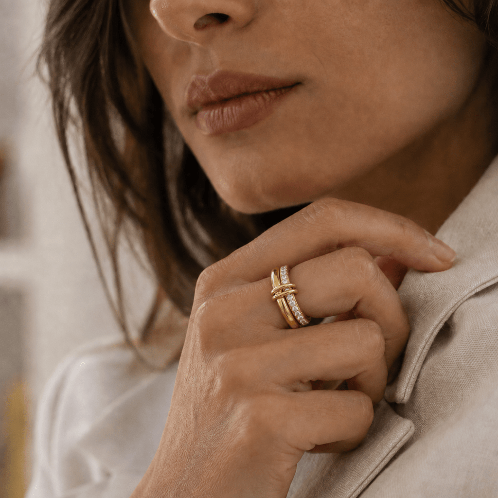 Aelia Stacked Crystal Ring - Luzy Jewels