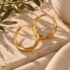 Airenia Faceted Oval Hoop Earrings - Luzy Jewels