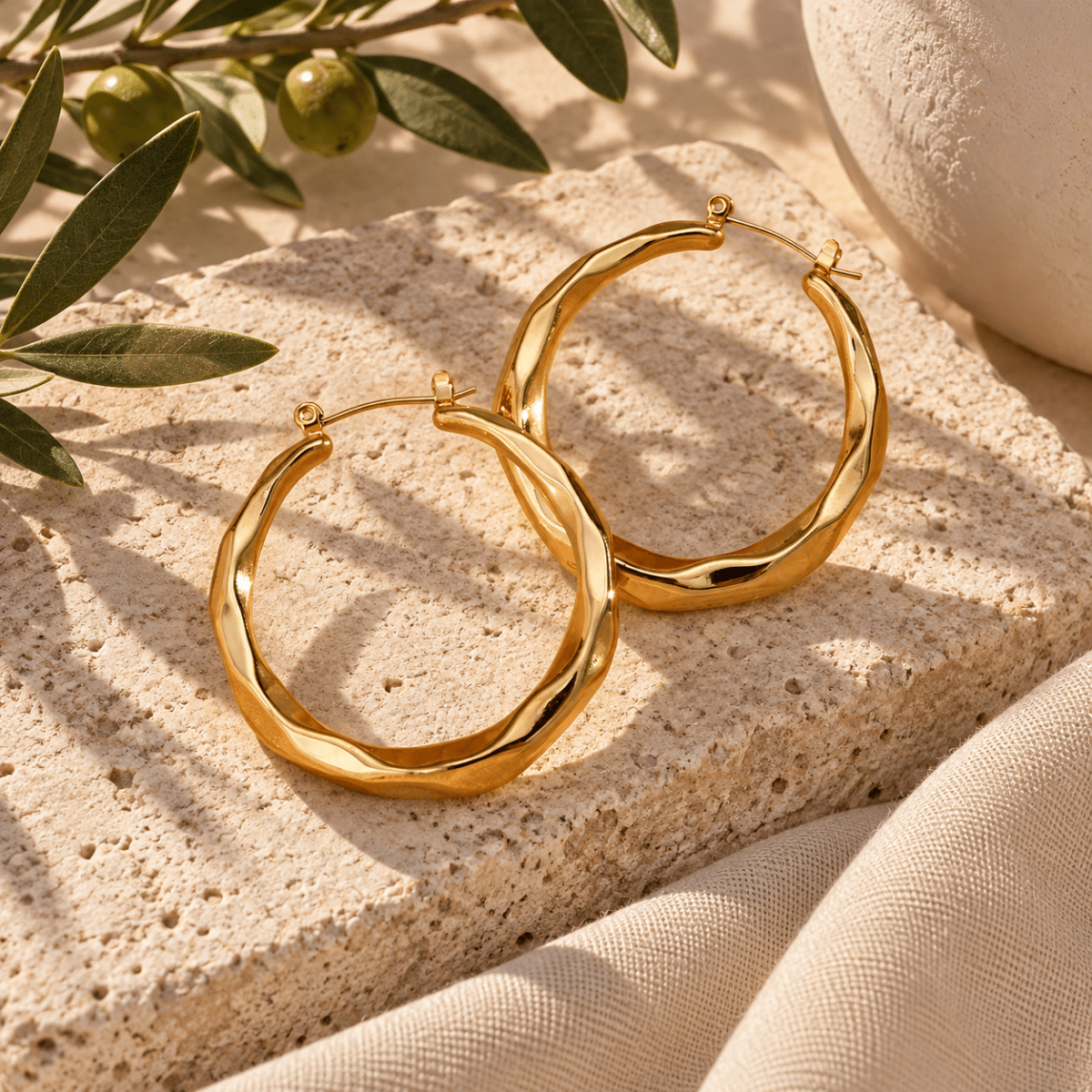 Airenia Faceted Oval Hoop Earrings - Luzy Jewels