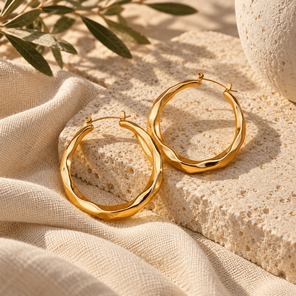 Airenia Faceted Oval Hoop Earrings - Luzy Jewels