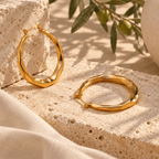 Airenia Faceted Oval Hoop Earrings - Luzy Jewels