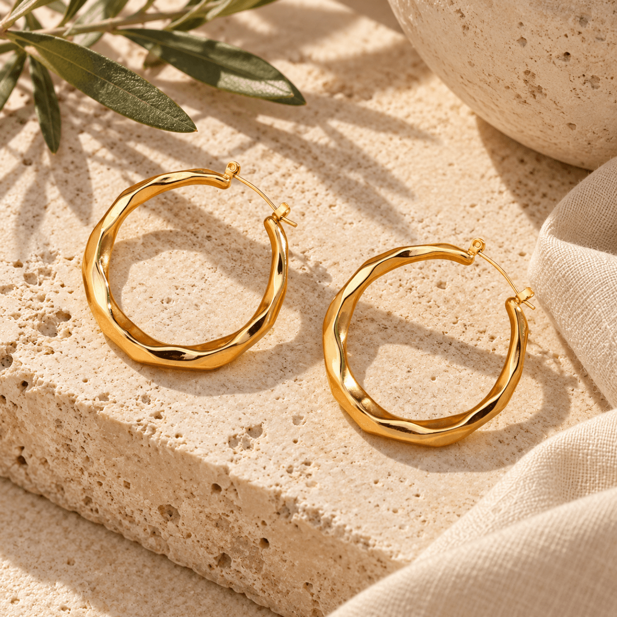 Airenia Faceted Oval Hoop Earrings - Luzy Jewels