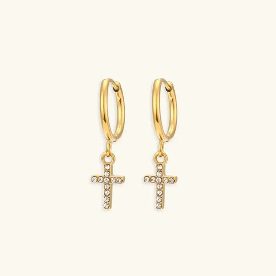 Allegra Pavé Charm Huggies - Luzy Jewels