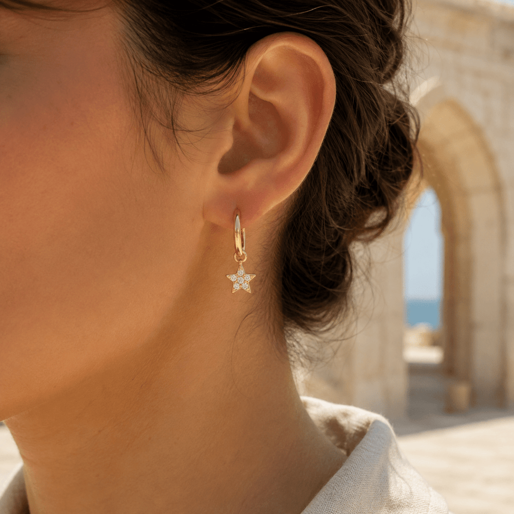 Allegra Pavé Charm Huggies - Luzy Jewels