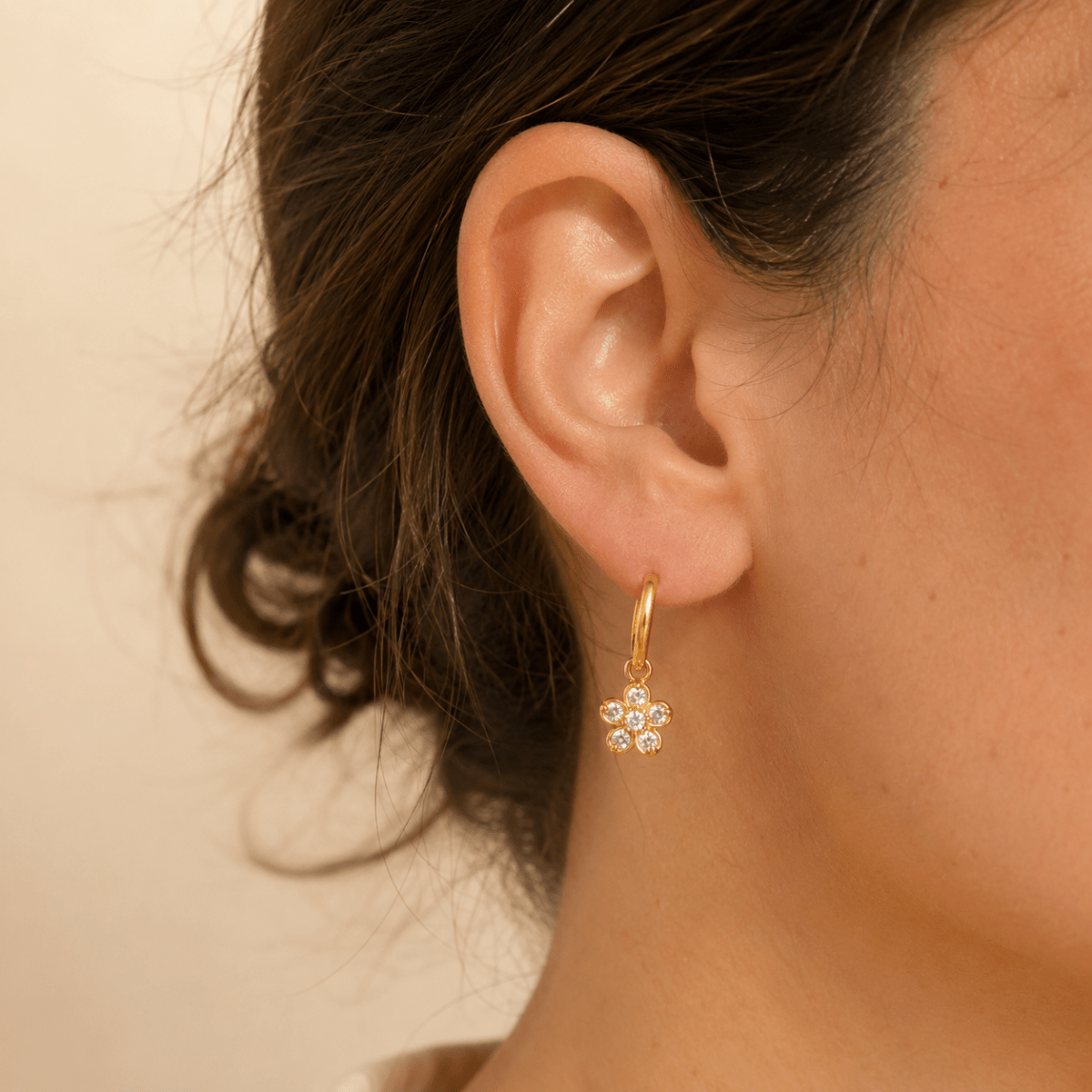 Allegra Pavé Charm Huggies - Luzy Jewels