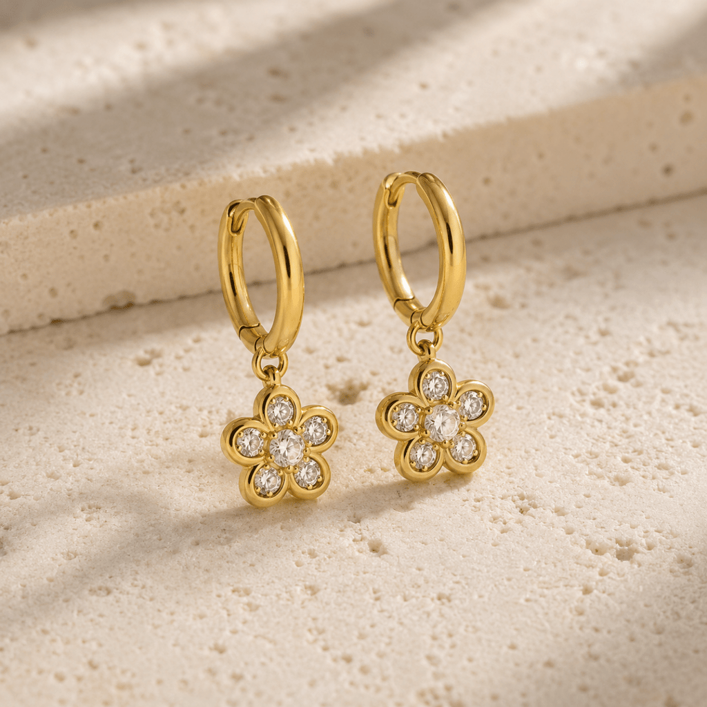 Allegra Pavé Charm Huggies - Luzy Jewels
