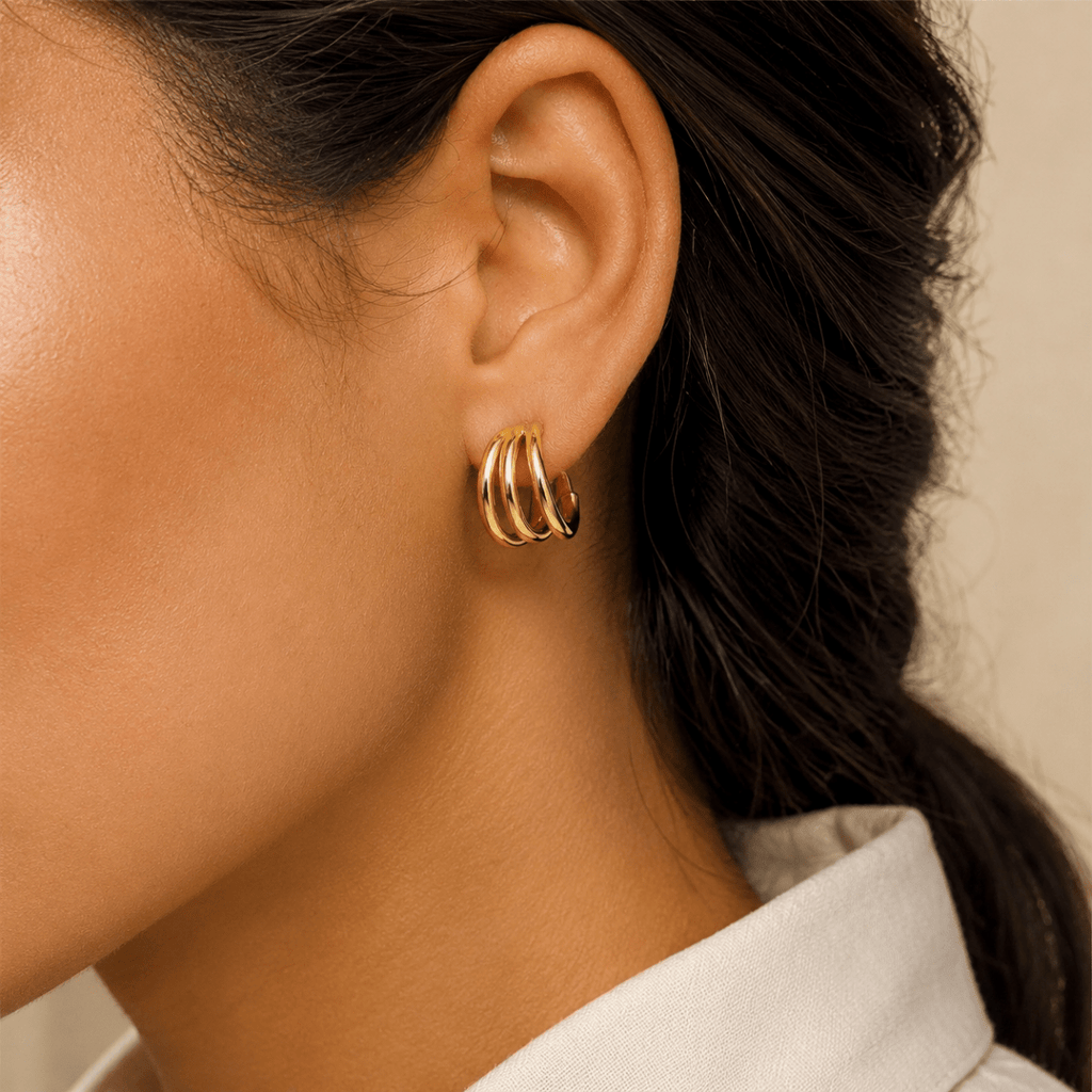 Alouette Triple-Arc Open Hoop Earrings - Luzy Jewels