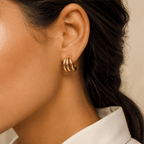 Alouette Triple-Arc Open Hoop Earrings - Luzy Jewels