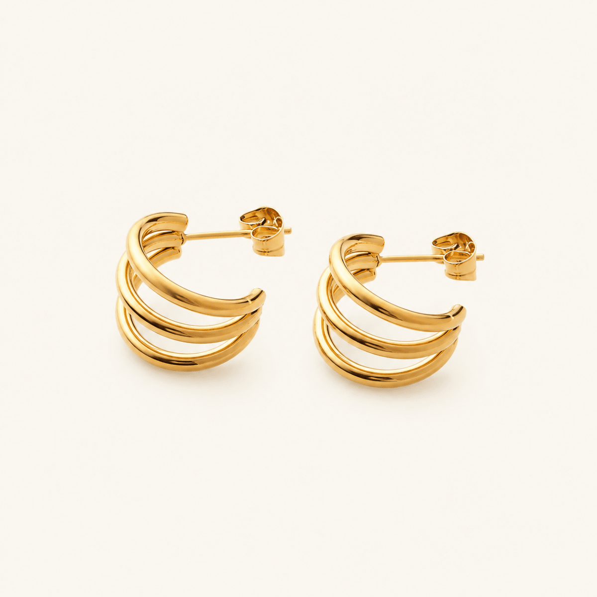 Alouette Triple-Arc Open Hoop Earrings - Luzy Jewels
