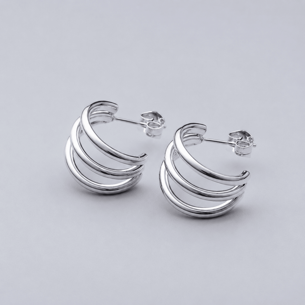 Alouette Triple-Arc Open Hoop Earrings - Luzy Jewels