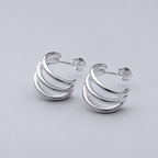 Alouette Triple-Arc Open Hoop Earrings - Luzy Jewels
