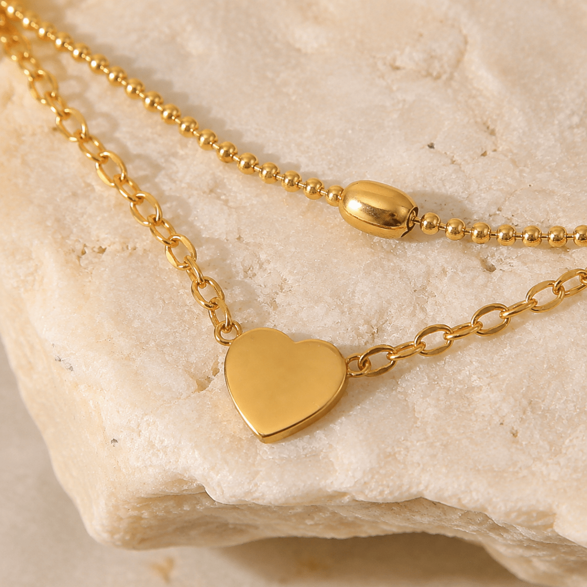Amara Layered Heart Anklet - Luzy Jewels