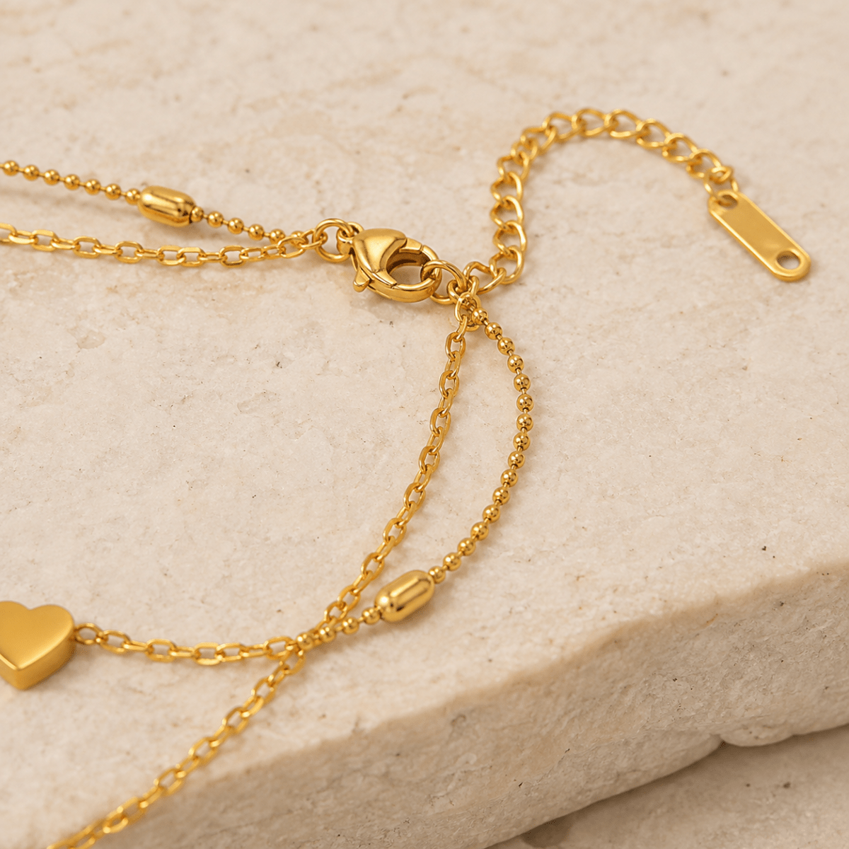Amara Layered Heart Anklet - Luzy Jewels