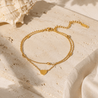 Amara Layered Heart Anklet - Luzy Jewels