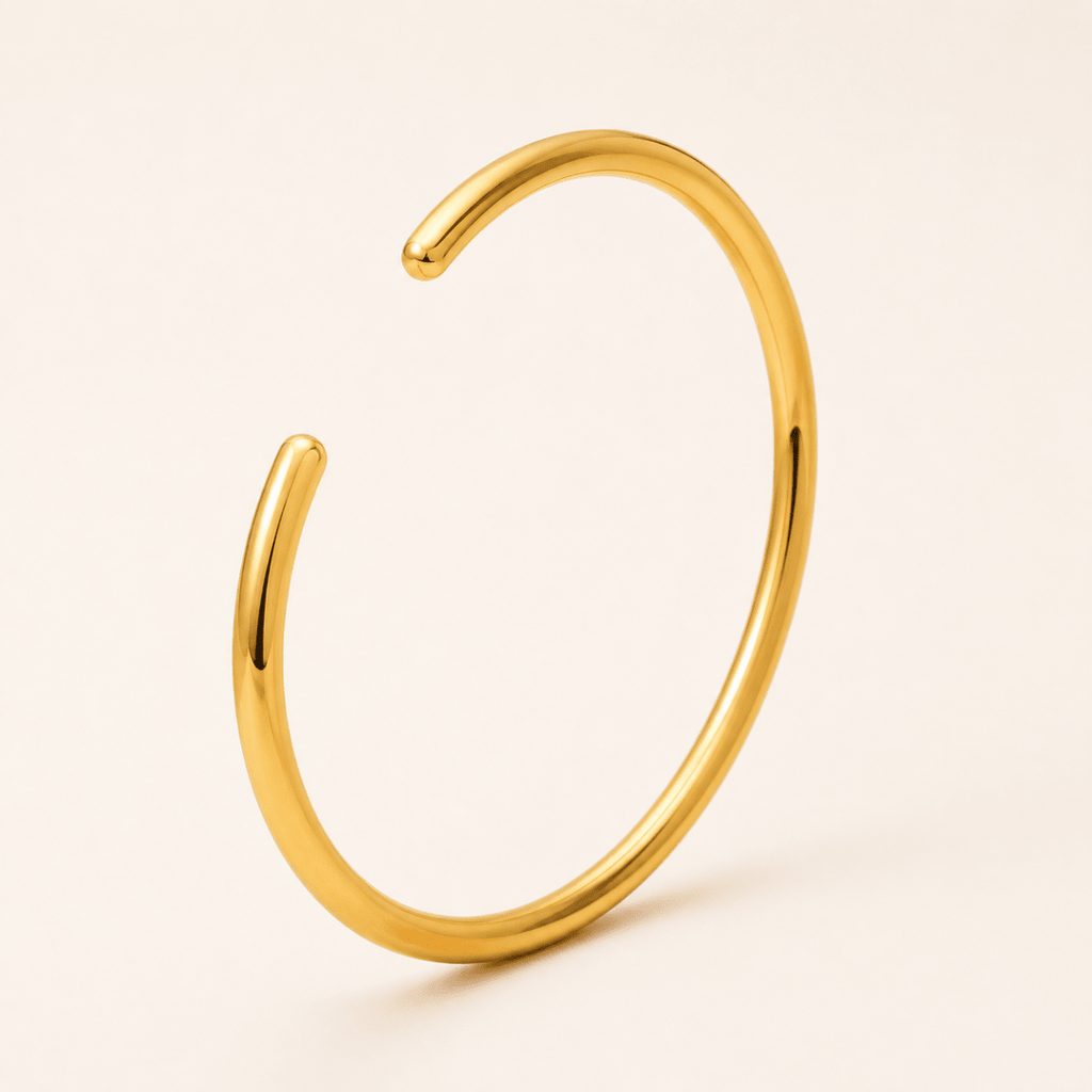Amina Polished Open Bangle - Luzy Jewels