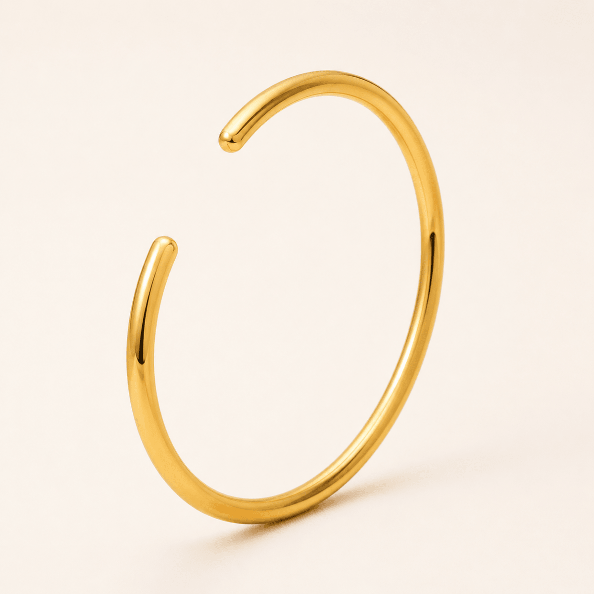Amina Polished Open Bangle - Luzy Jewels