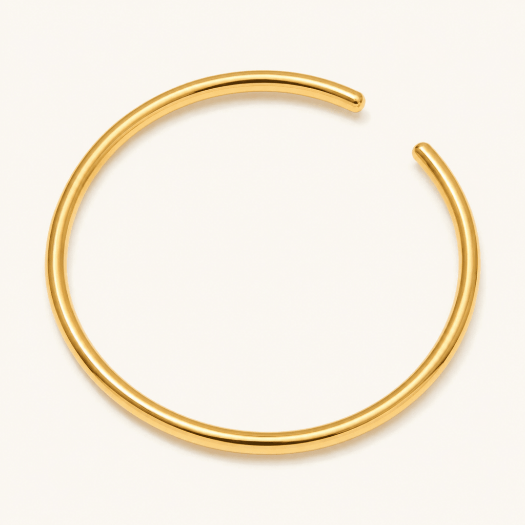 Amina Polished Open Bangle - Luzy Jewels