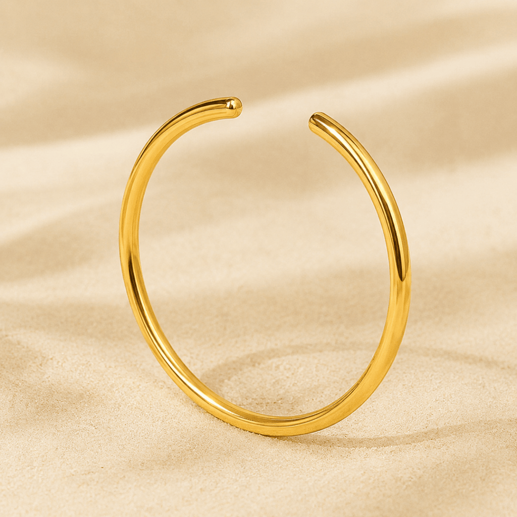 Amina Polished Open Bangle - Luzy Jewels