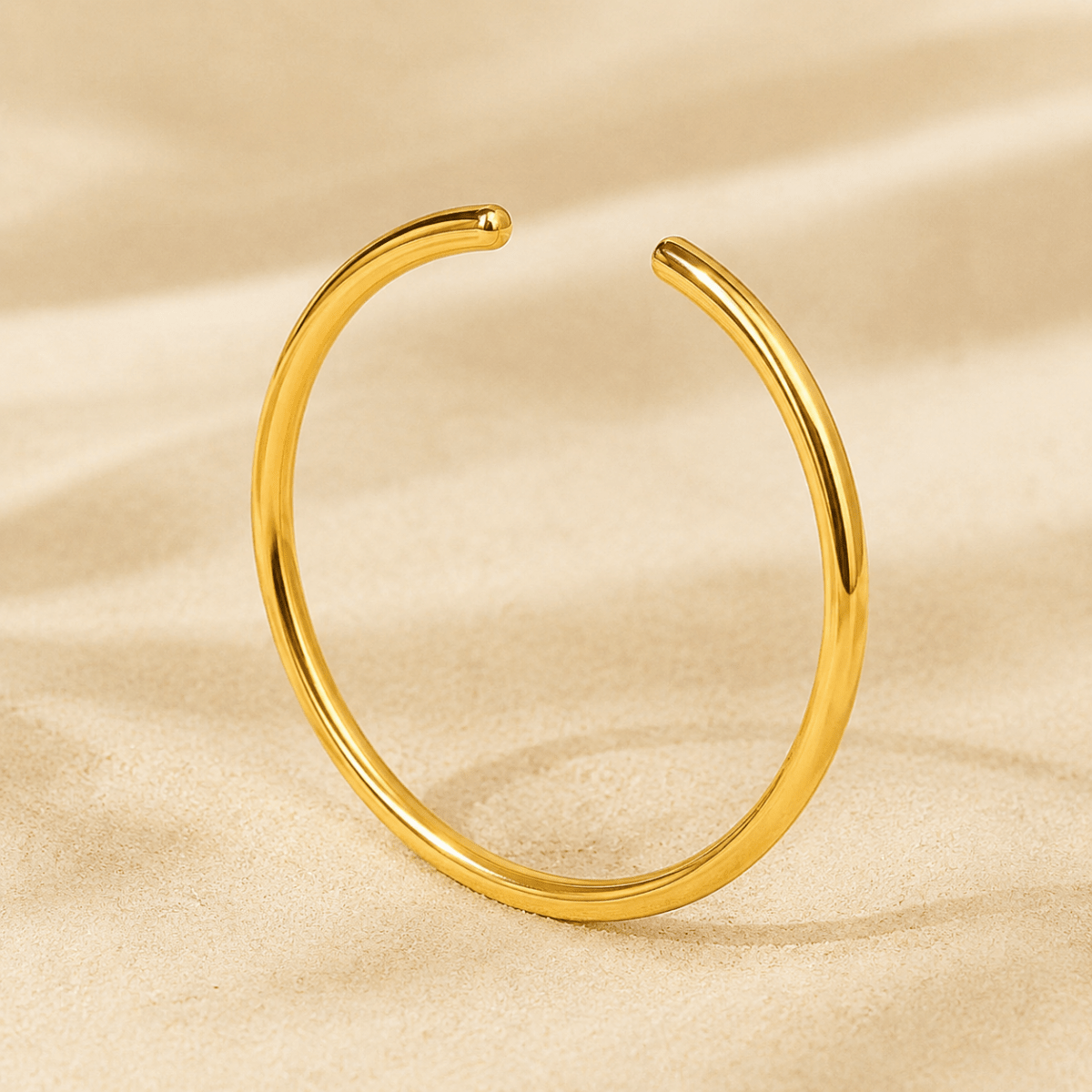 Amina Polished Open Bangle - Luzy Jewels