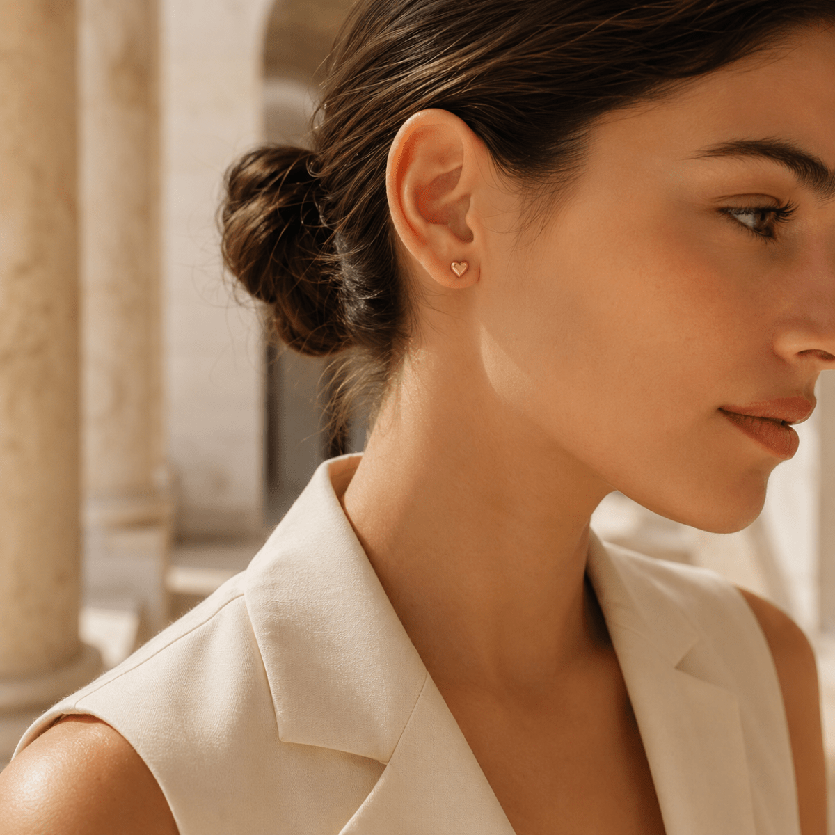 Amora Petite Heart Stud Earrings - Luzy Jewels