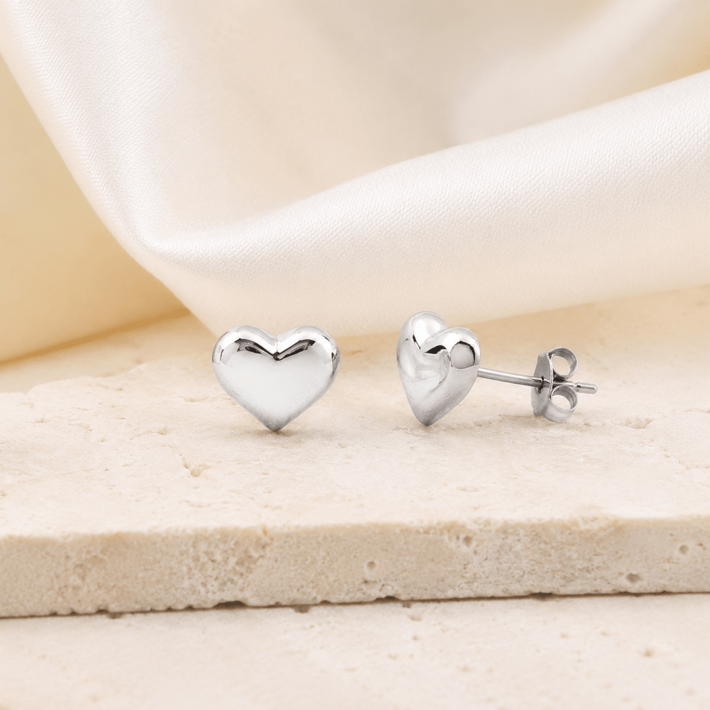 Amora Petite Heart Stud Earrings - Luzy Jewels