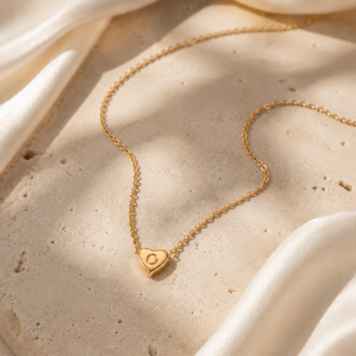 Amorette Engraved Heart Initial Necklace - Luzy Jewels