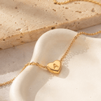 Amorette Engraved Heart Initial Necklace - Luzy Jewels