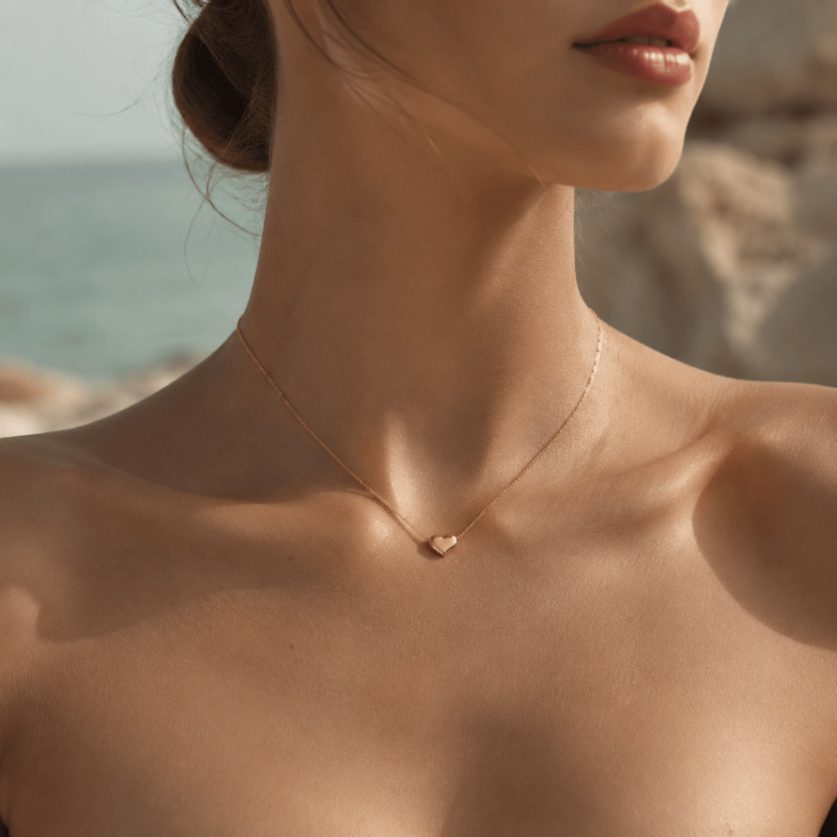 Amorette Polished Heart Necklace - Luzy Jewels