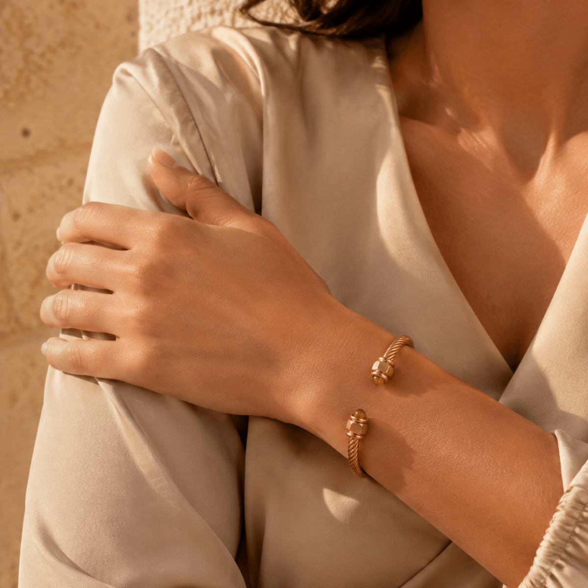 Ariadne Gemstone Cable Cuff Bracelet - Luzy Jewels