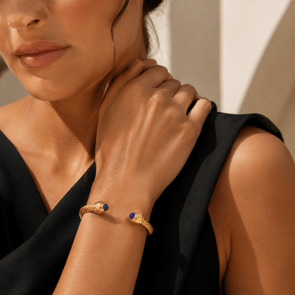 Ariadne Gemstone Cable Cuff Bracelet - Luzy Jewels