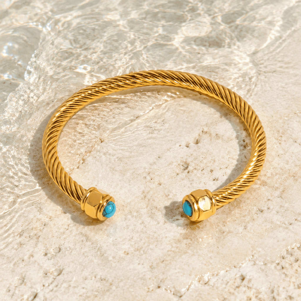 Ariadne Gemstone Cable Cuff Bracelet - Luzy Jewels