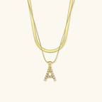 Arlette Pearl Initial Layered Necklace - Luzy Jewels