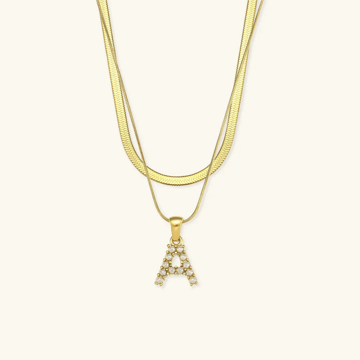 Arlette Pearl Initial Layered Necklace - Luzy Jewels