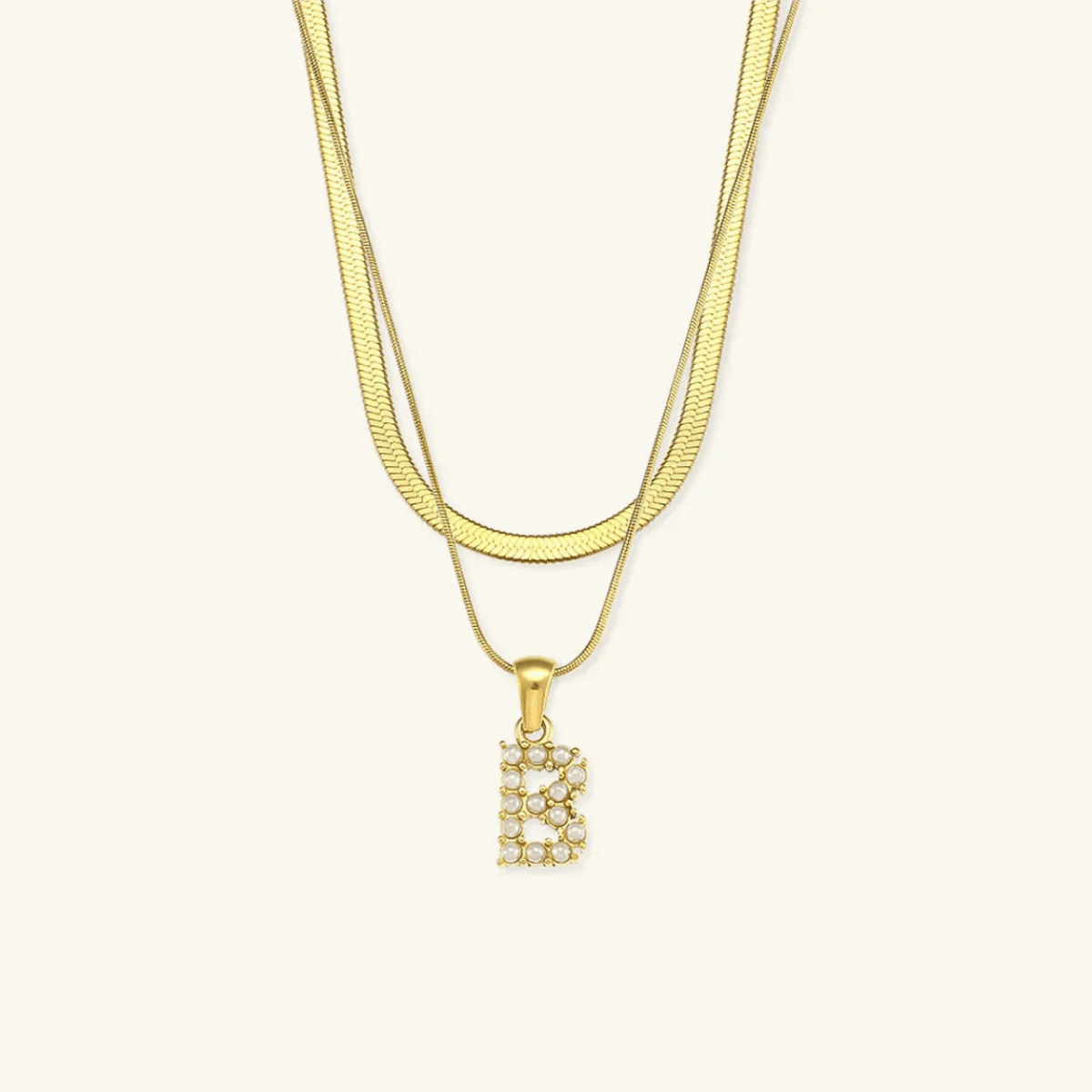 Arlette Pearl Initial Layered Necklace - Luzy Jewels
