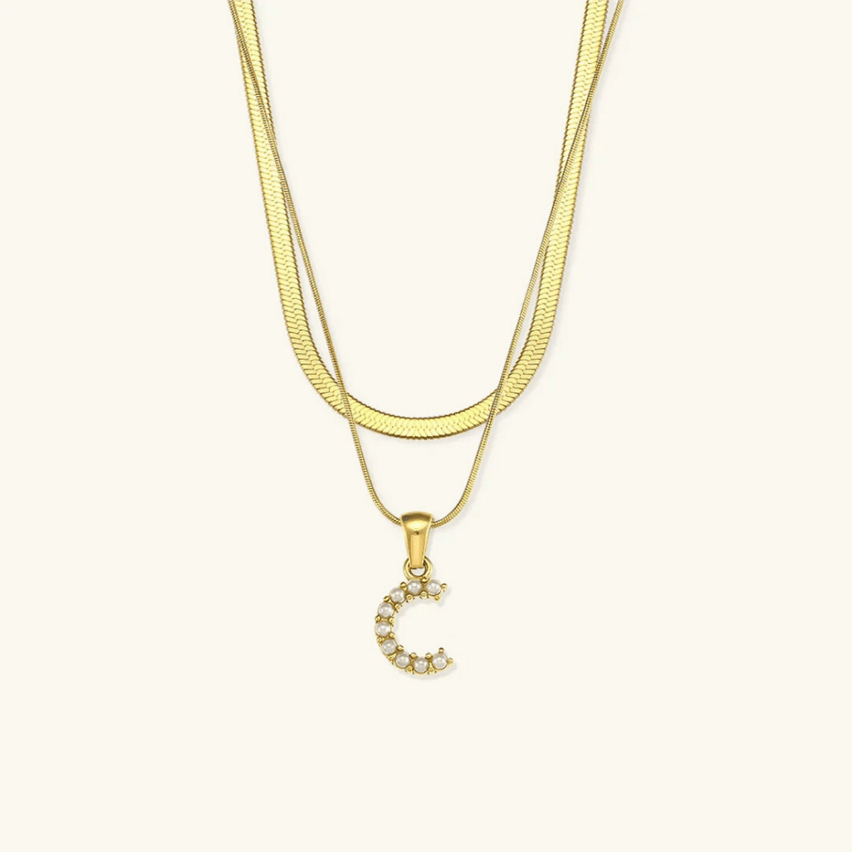 Arlette Pearl Initial Layered Necklace - Luzy Jewels