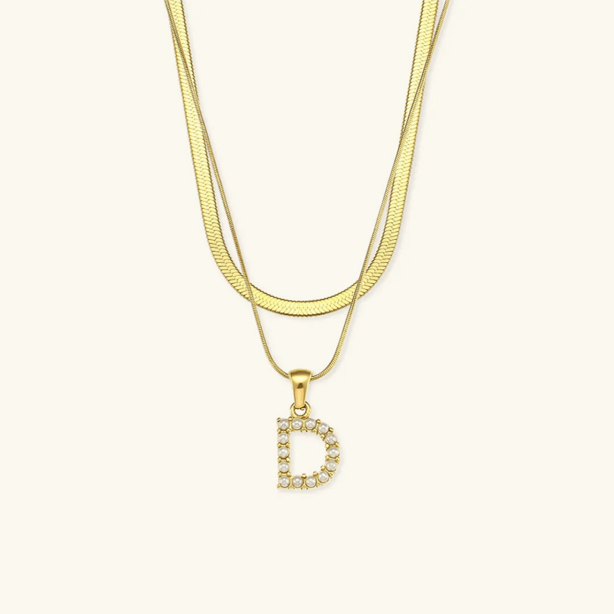 Arlette Pearl Initial Layered Necklace - Luzy Jewels