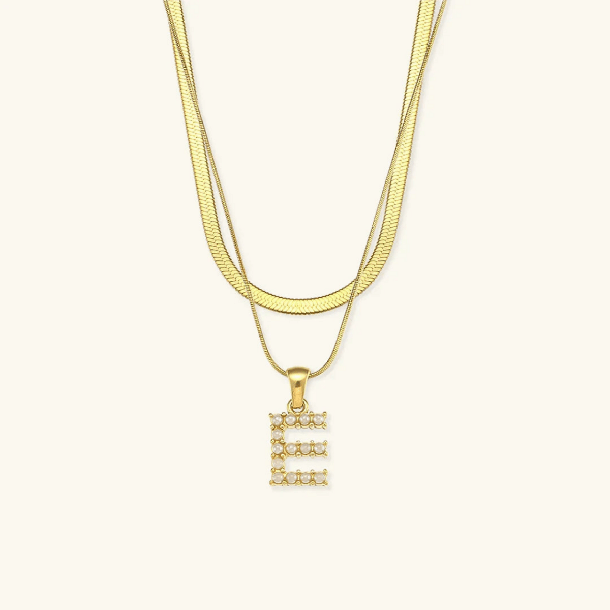 Arlette Pearl Initial Layered Necklace - Luzy Jewels