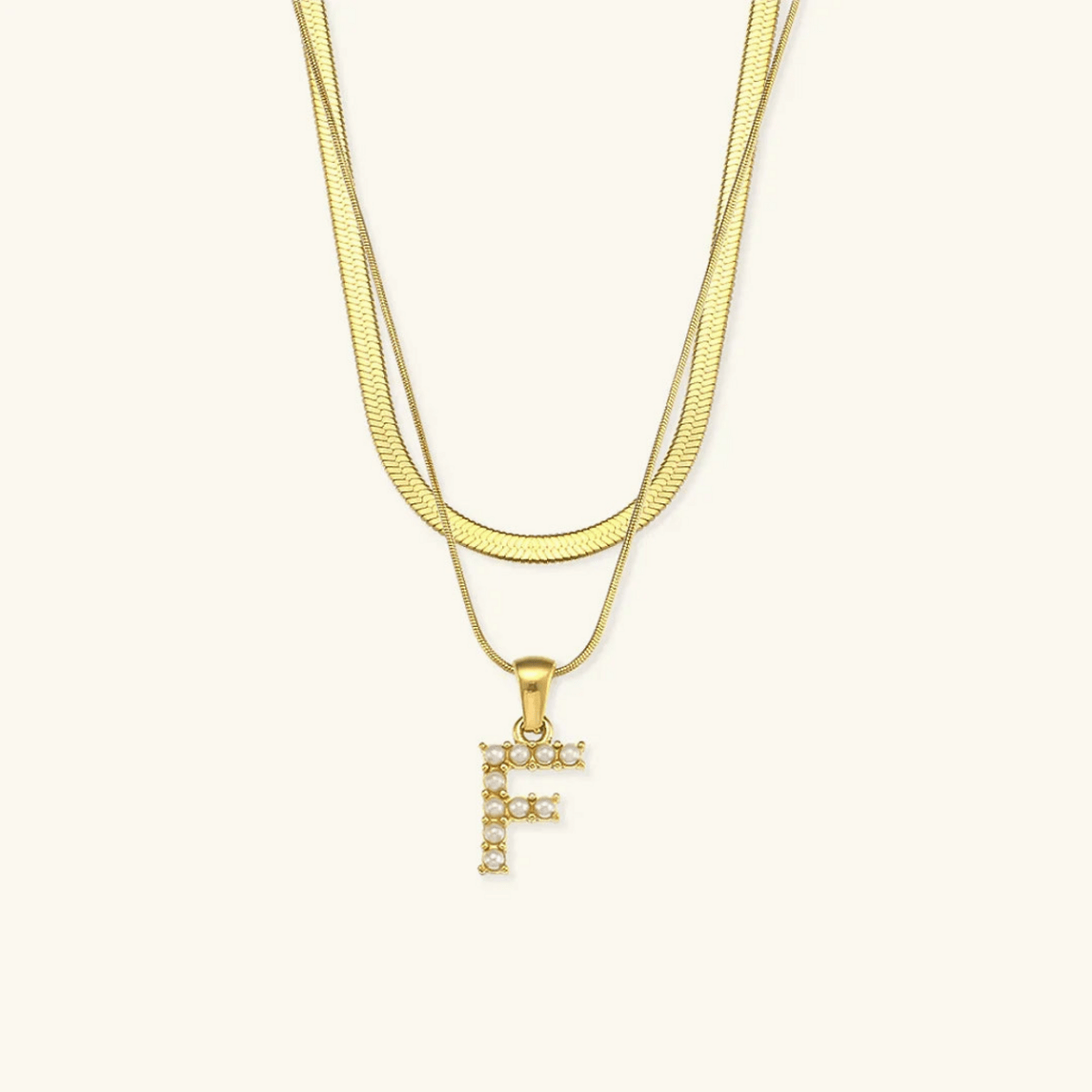 Arlette Pearl Initial Layered Necklace - Luzy Jewels