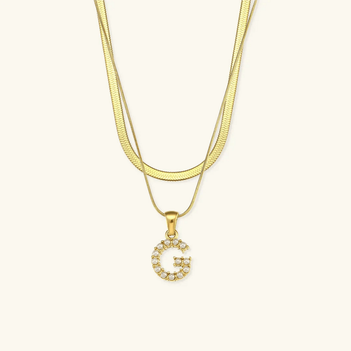 Arlette Pearl Initial Layered Necklace - Luzy Jewels