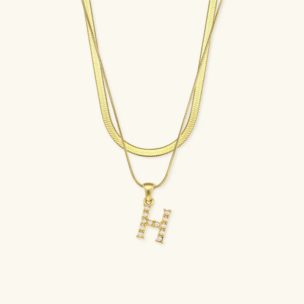 Arlette Pearl Initial Layered Necklace - Luzy Jewels