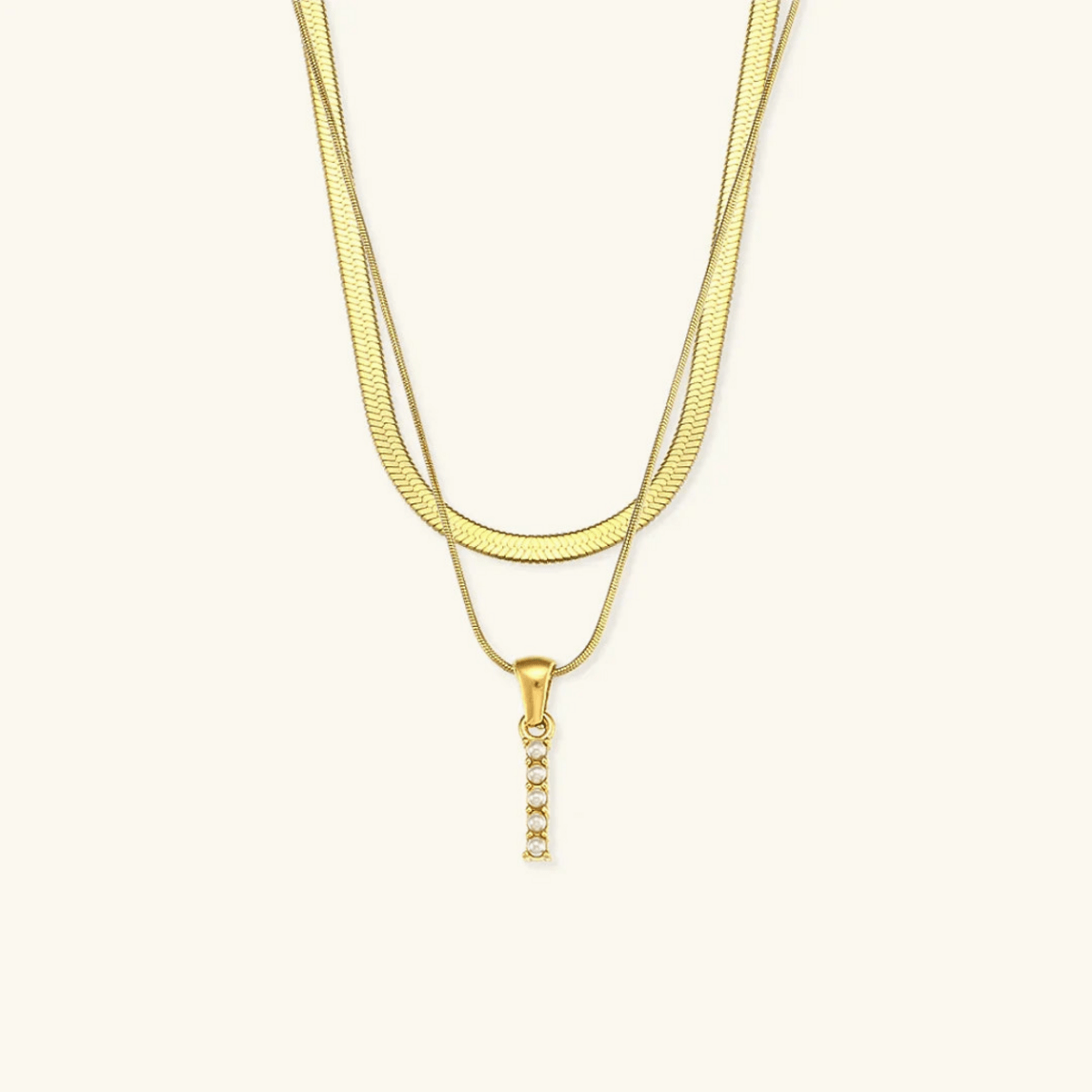 Arlette Pearl Initial Layered Necklace - Luzy Jewels