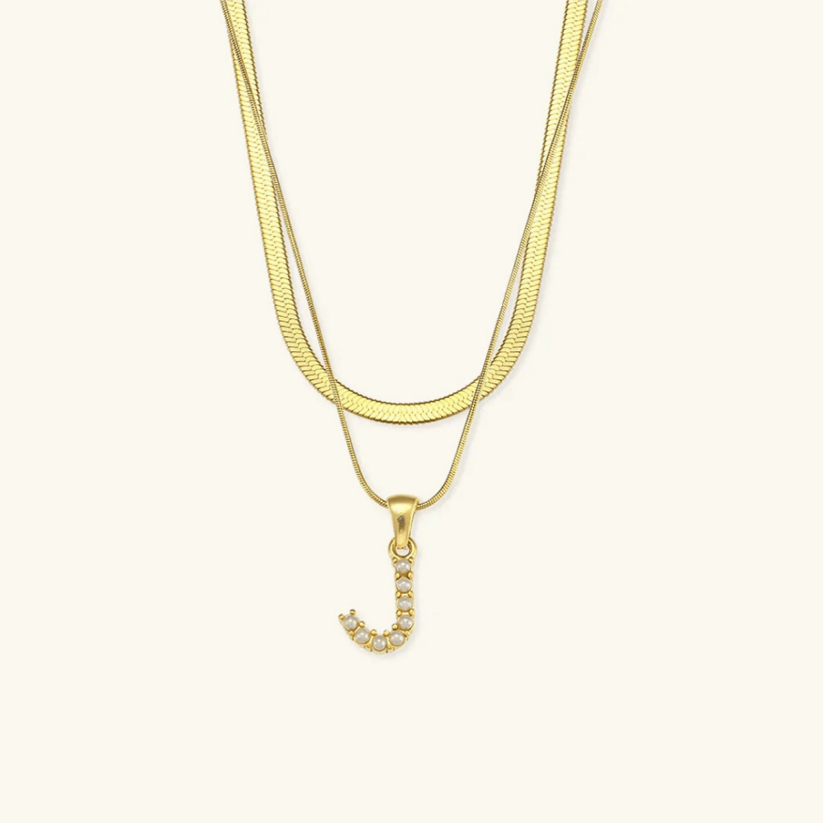 Arlette Pearl Initial Layered Necklace - Luzy Jewels