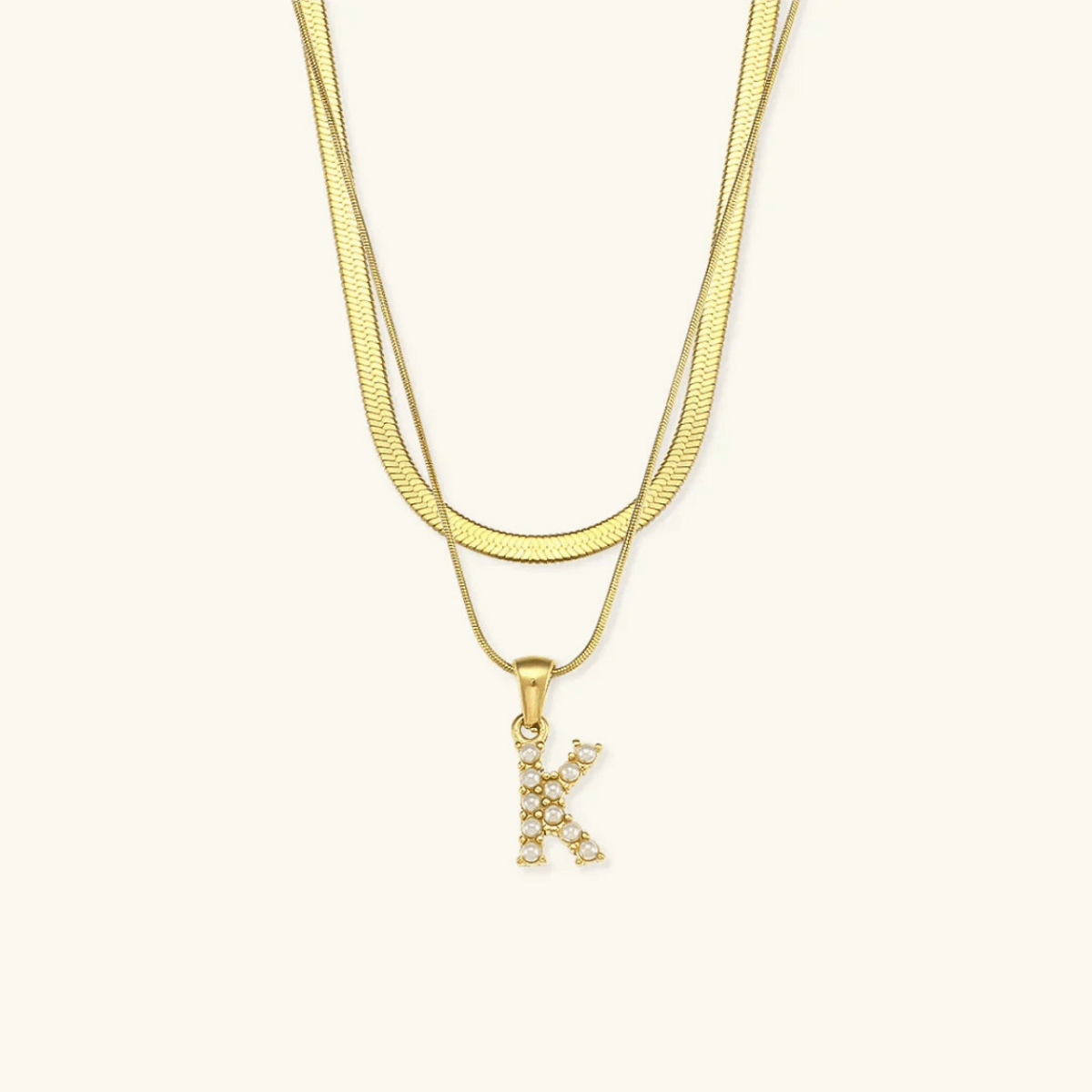 Arlette Pearl Initial Layered Necklace - Luzy Jewels