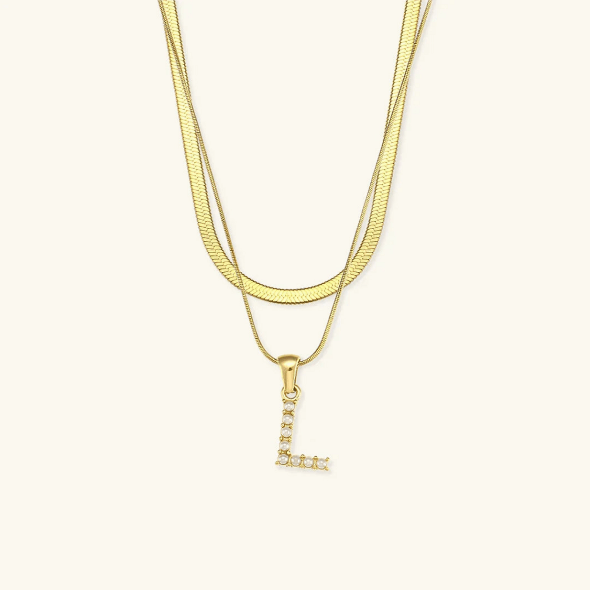 Arlette Pearl Initial Layered Necklace - Luzy Jewels