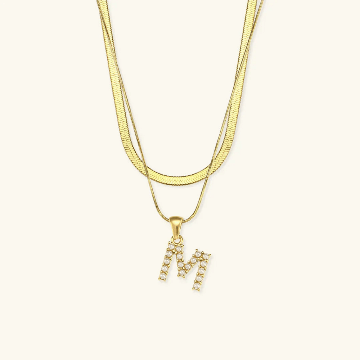 Arlette Pearl Initial Layered Necklace - Luzy Jewels