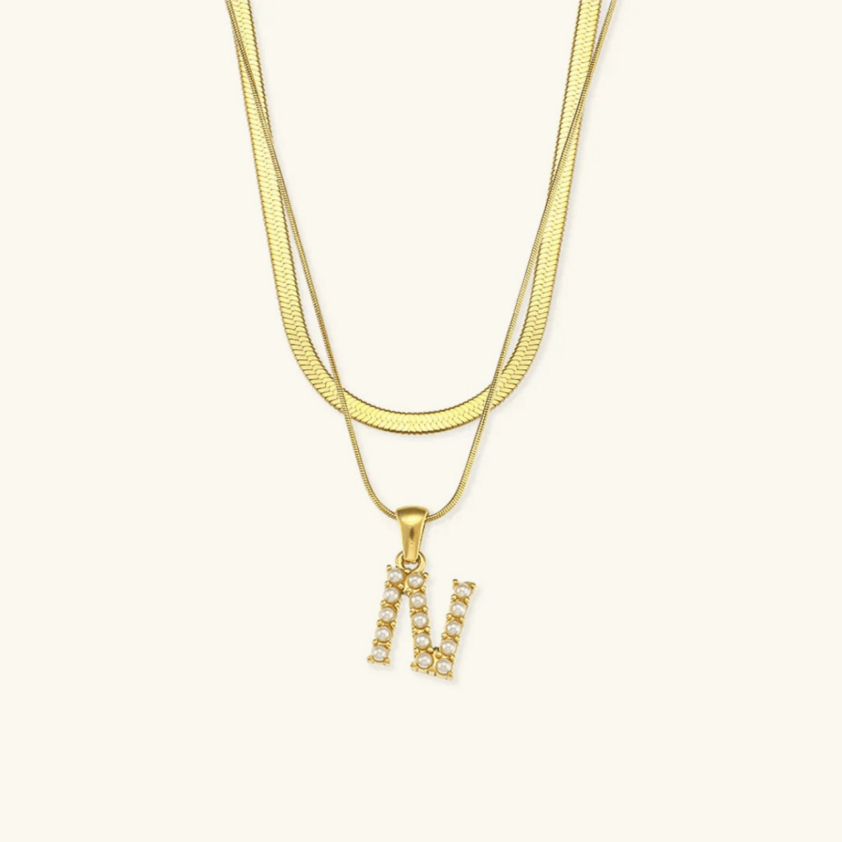 Arlette Pearl Initial Layered Necklace - Luzy Jewels