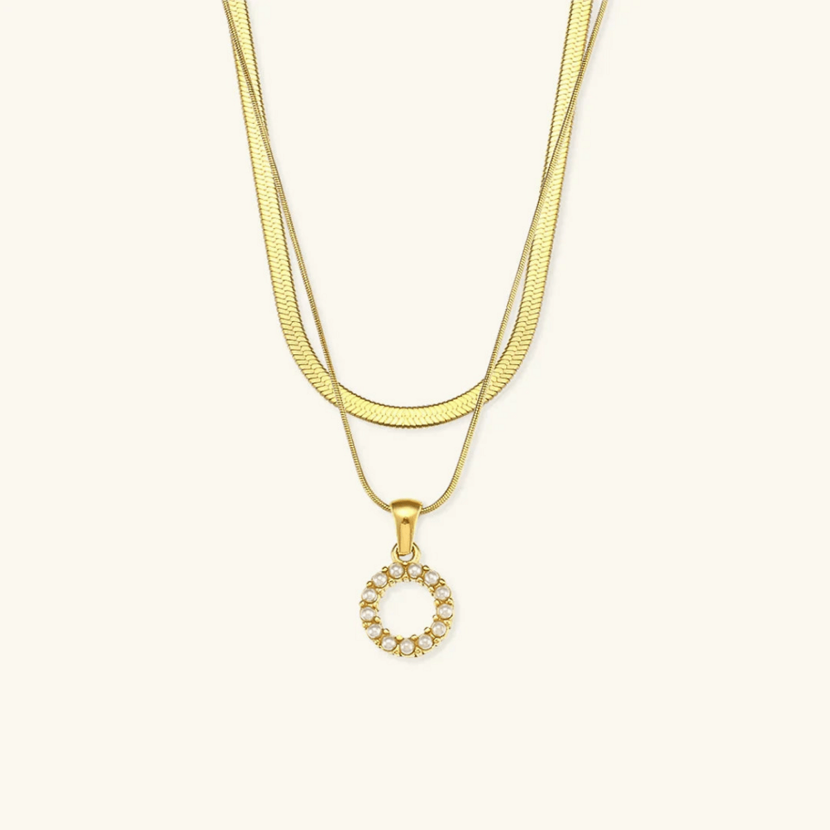 Arlette Pearl Initial Layered Necklace - Luzy Jewels