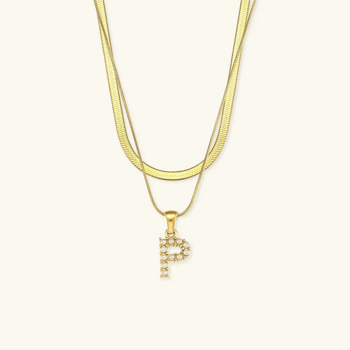 Arlette Pearl Initial Layered Necklace - Luzy Jewels
