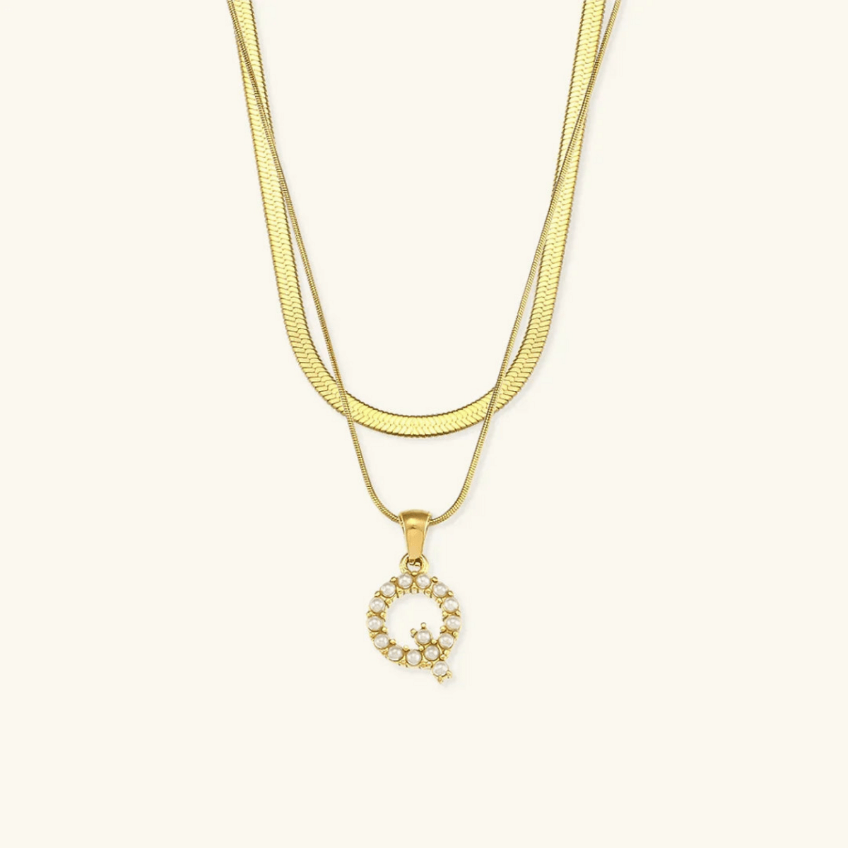 Arlette Pearl Initial Layered Necklace - Luzy Jewels
